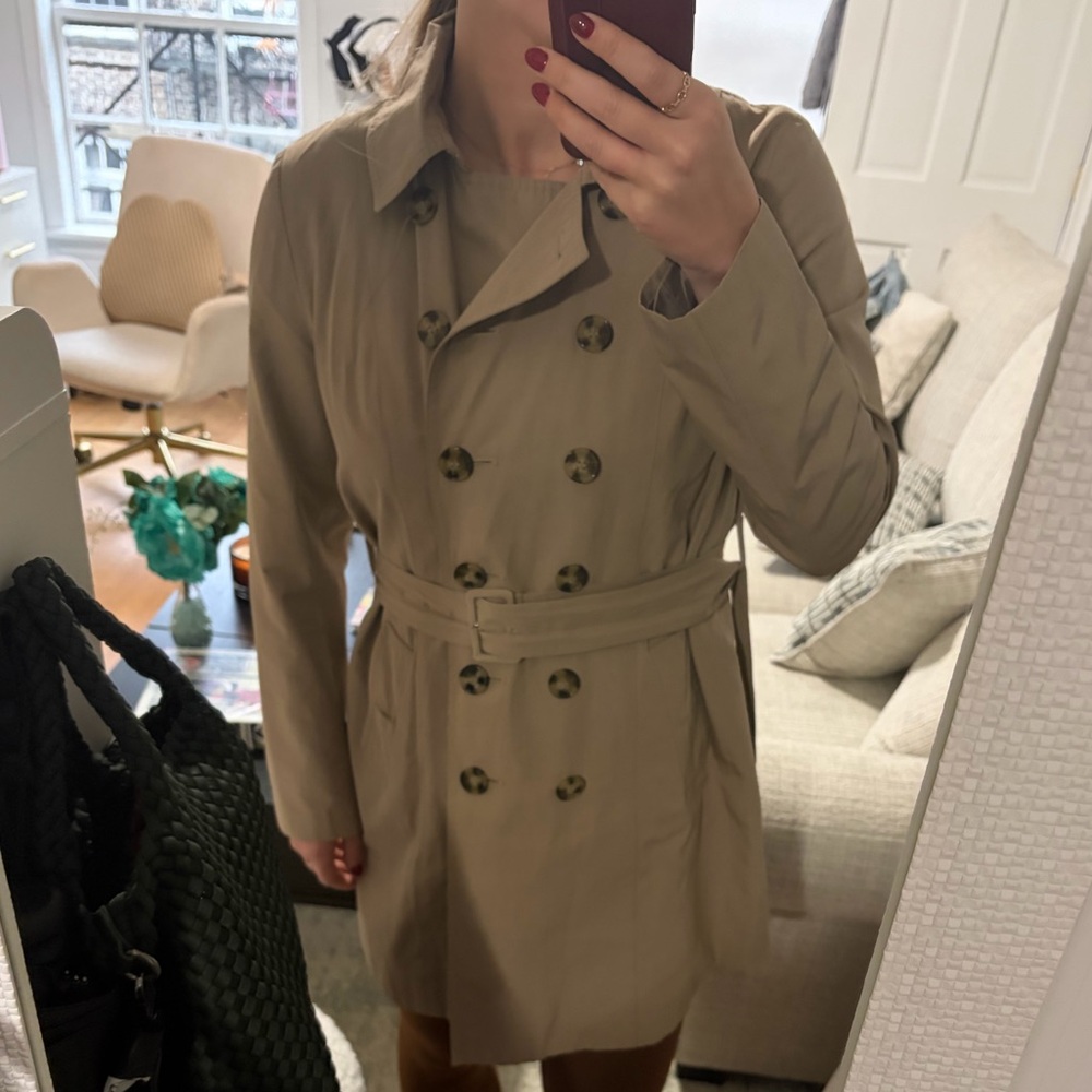 Classic Tan Double-Breasted Trench Coat